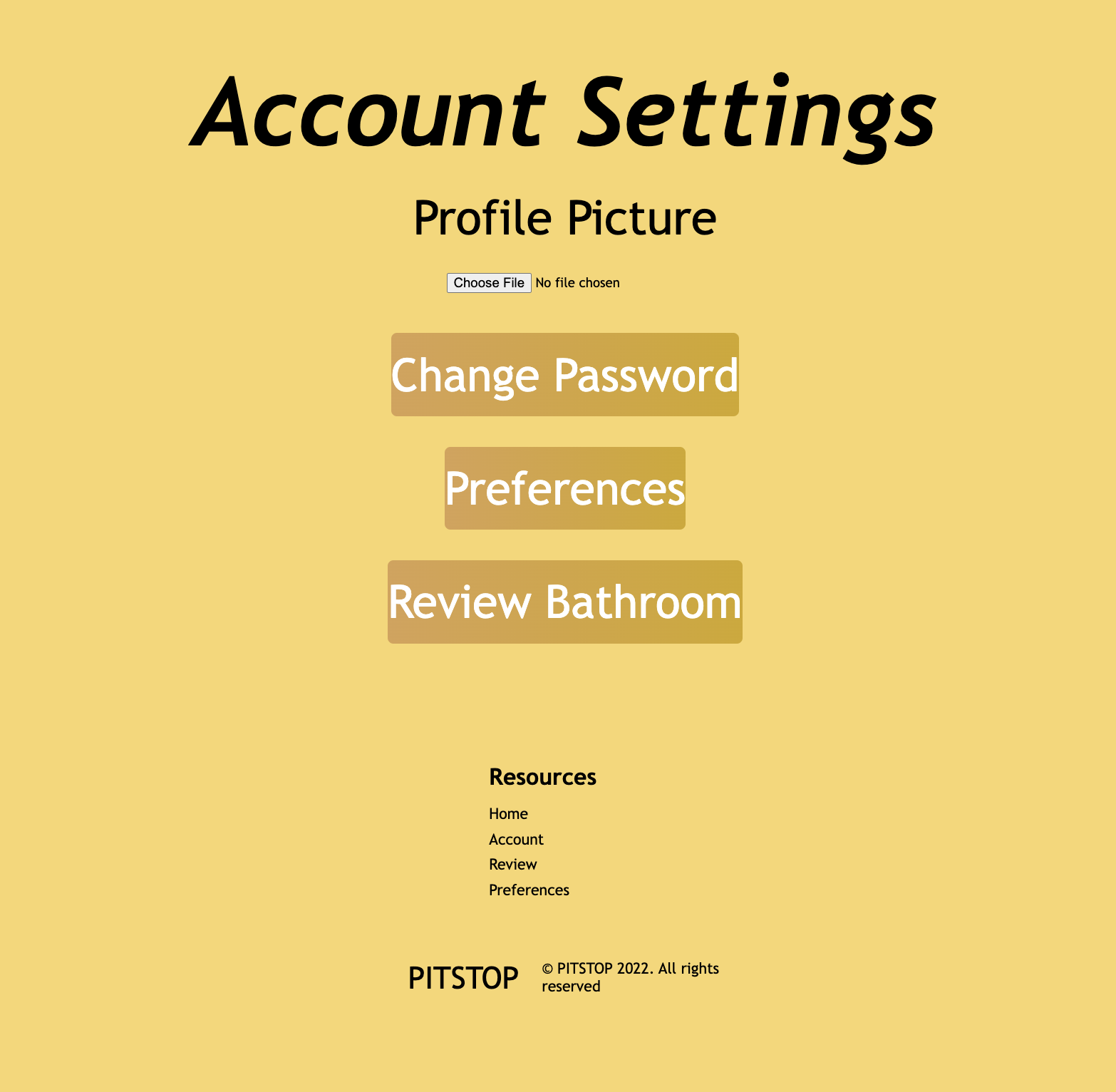 Pitstop Account Settings